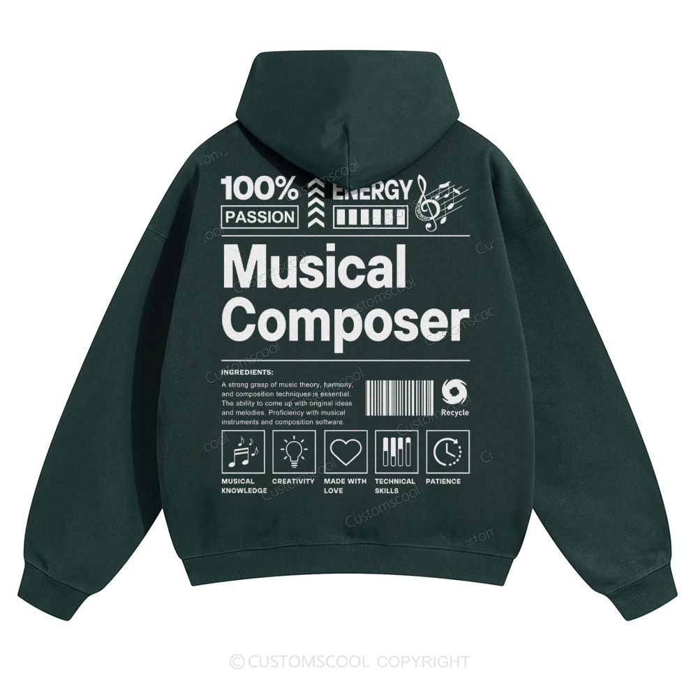 Musical Composer Solid Color Hoodie Customscool