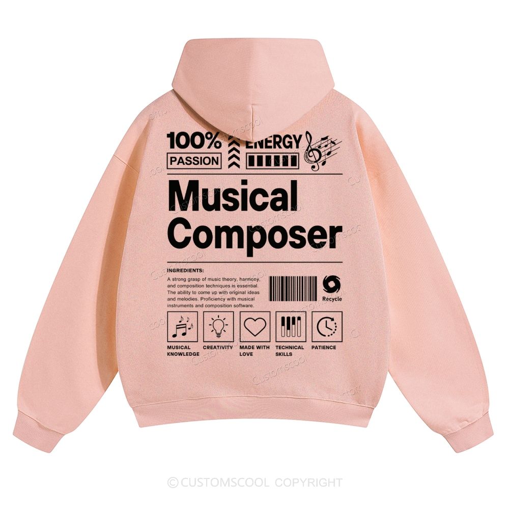 Musical Composer Solid Color Hoodie Customscool