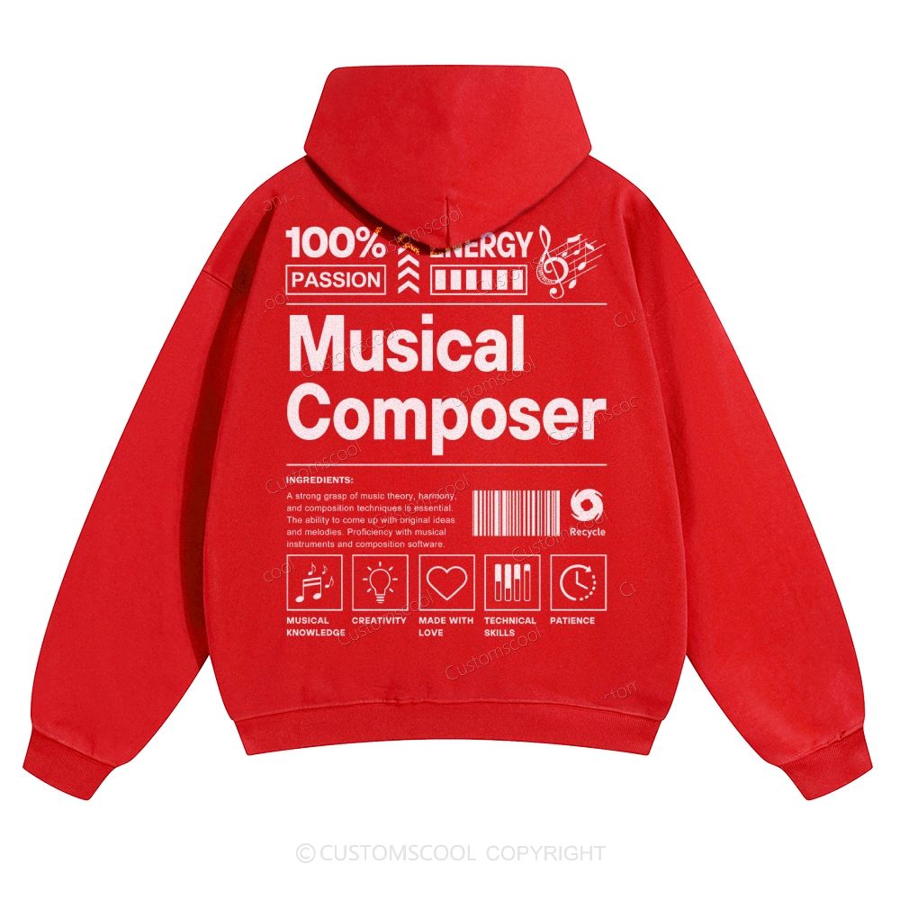 Musical Composer Solid Color Hoodie Customscool