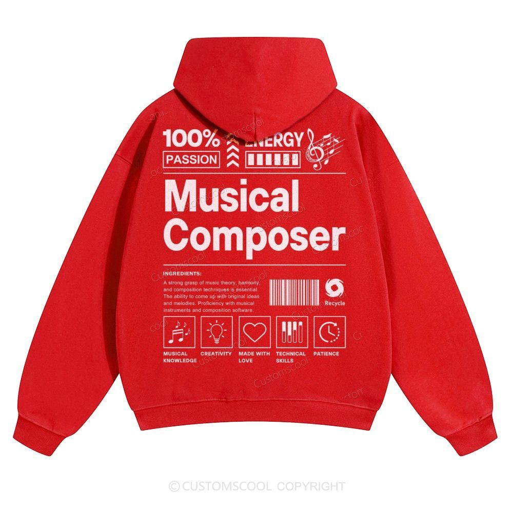 Musical Composer Solid Color Hoodie Customscool
