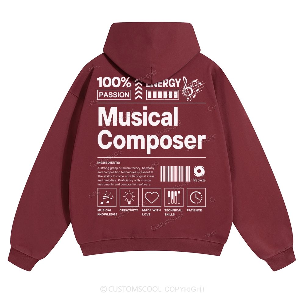 Musical Composer Solid Color Hoodie Customscool