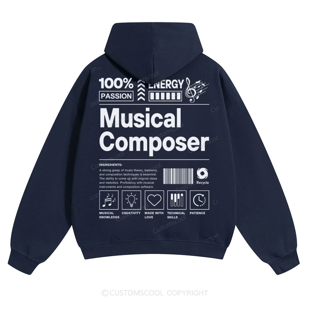 Musical Composer Solid Color Hoodie Customscool