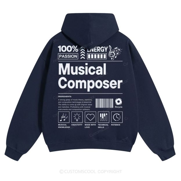 Musical Composer Solid Color Hoodie Customscool