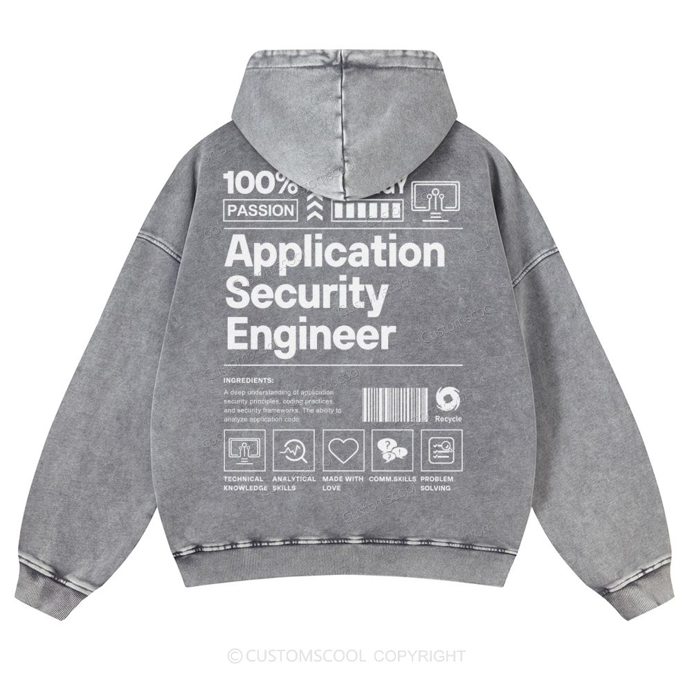 Application Security Engineer Casual Washed Hoodie Customscool
