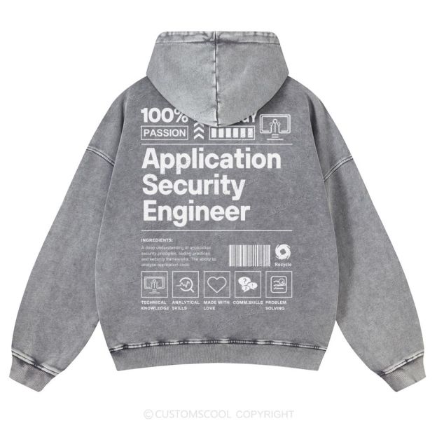 Application Security Engineer Casual Washed Hoodie Customscool