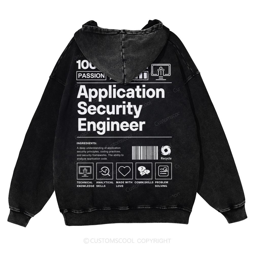 Application Security Engineer Casual Washed Hoodie Customscool