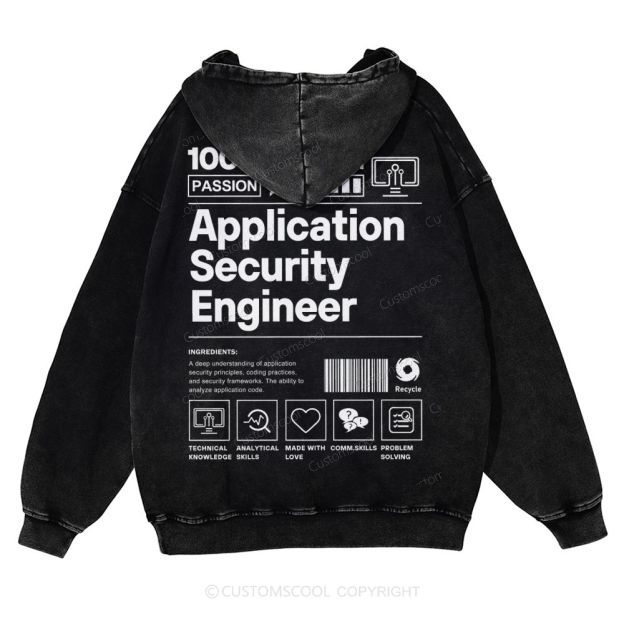 Application Security Engineer Casual Washed Hoodie Customscool