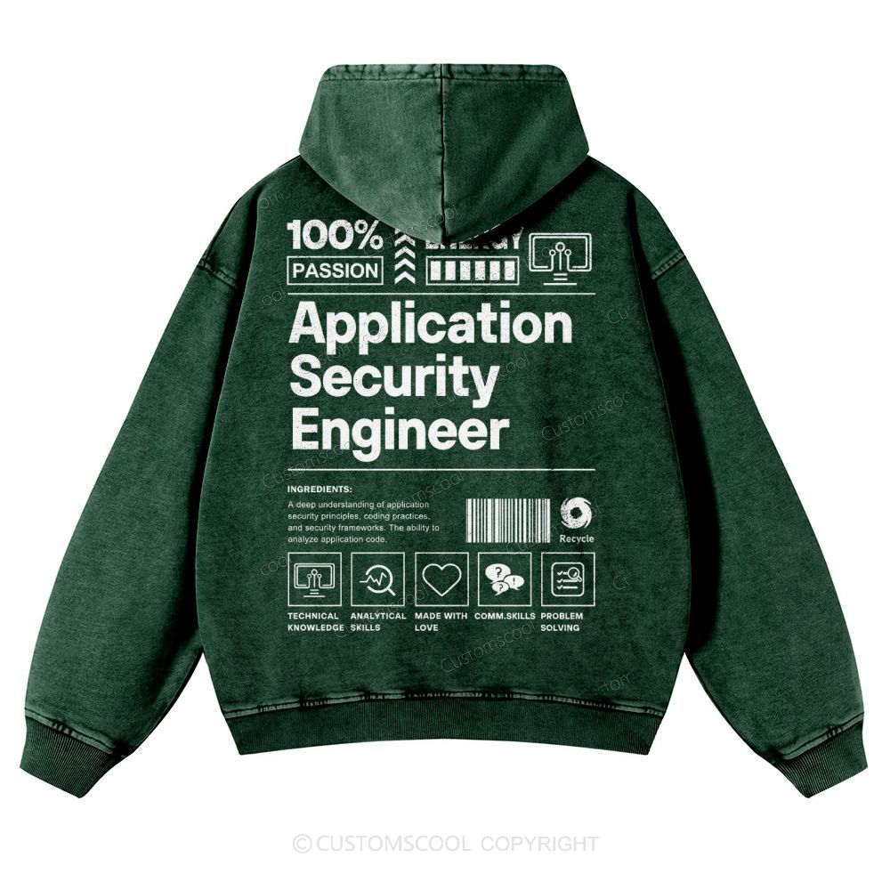 Application Security Engineer Casual Washed Hoodie Customscool