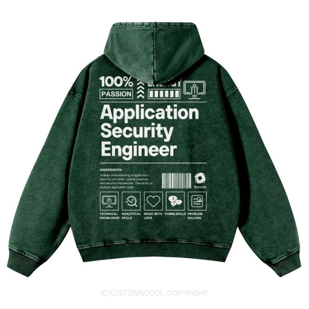 Application Security Engineer Casual Washed Hoodie Customscool