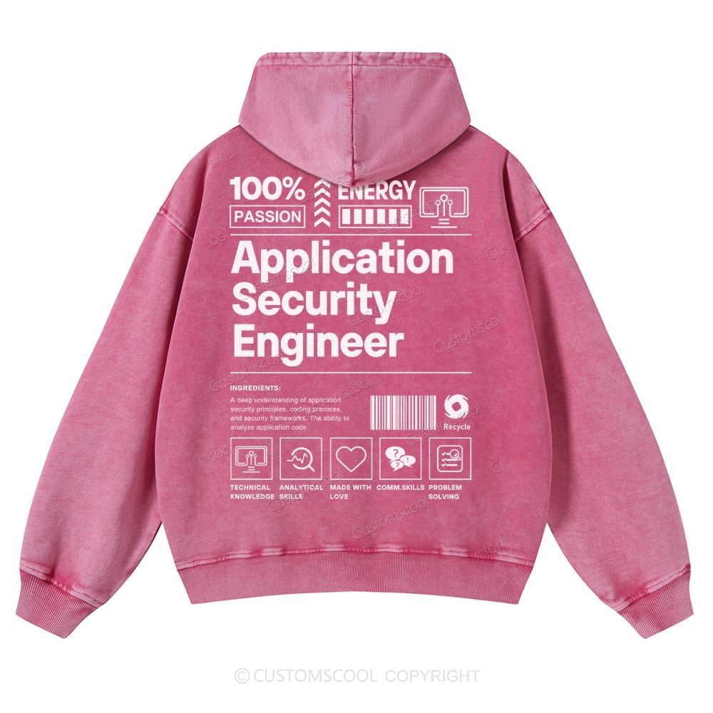 Application Security Engineer Casual Washed Hoodie Customscool
