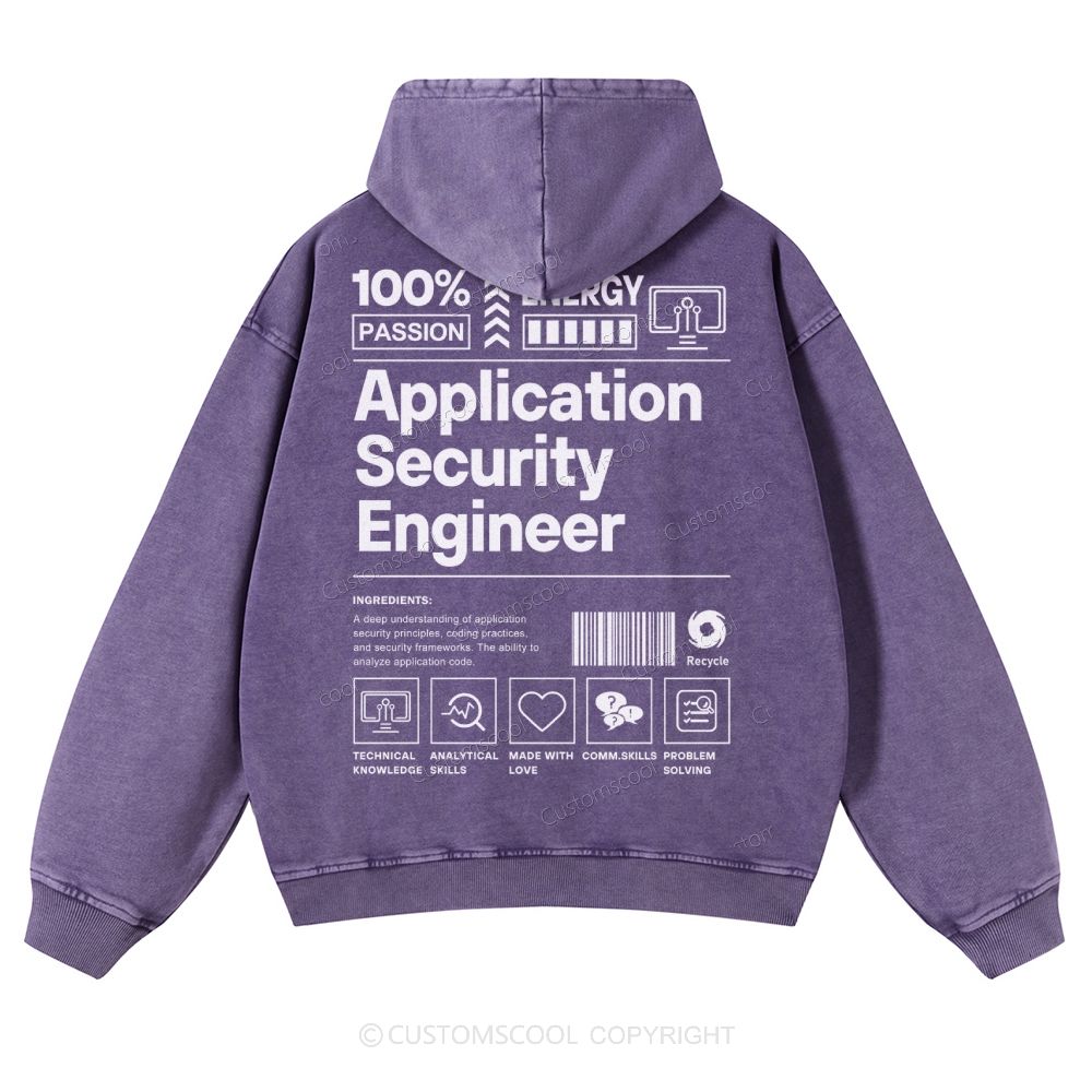 Application Security Engineer Casual Washed Hoodie Customscool
