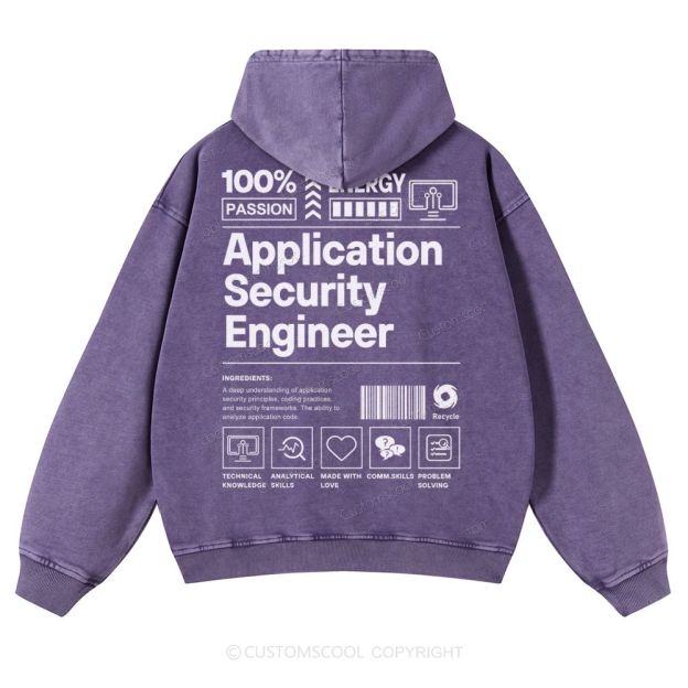 Application Security Engineer Casual Washed Hoodie Customscool