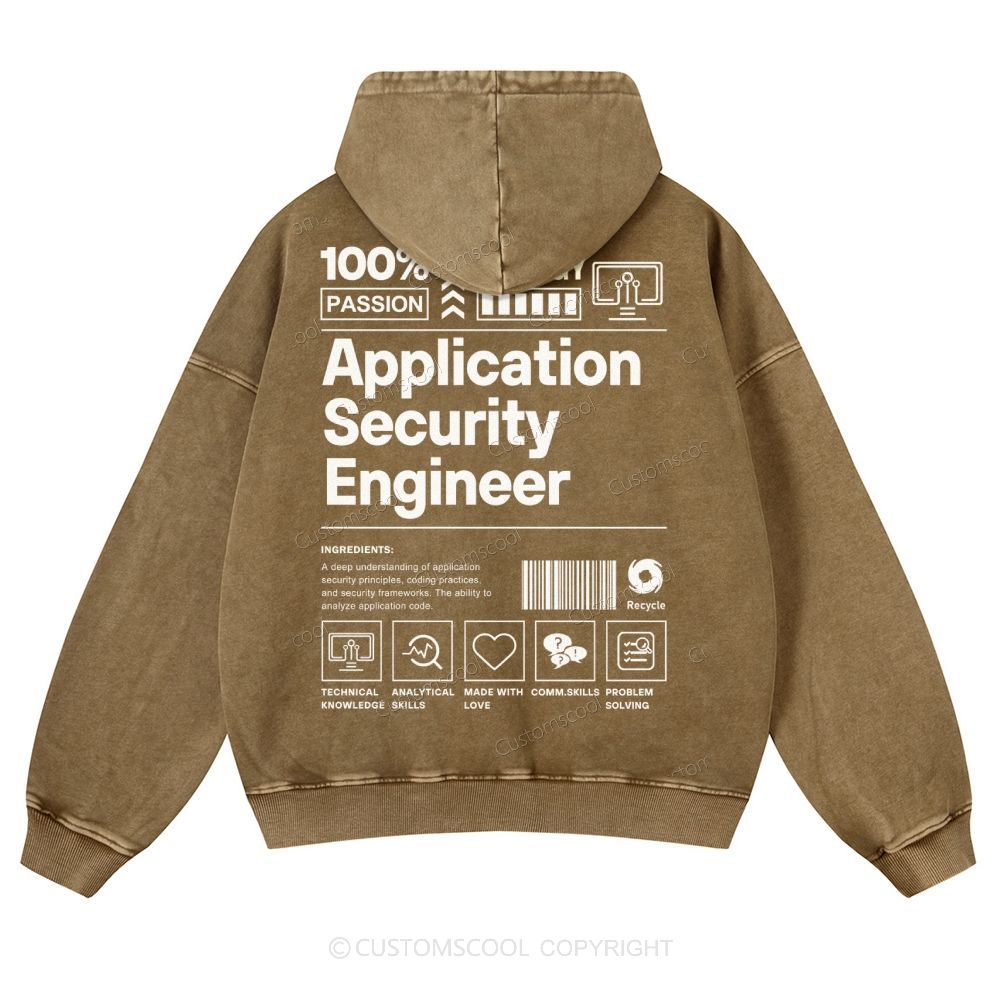 Application Security Engineer Casual Washed Hoodie Customscool