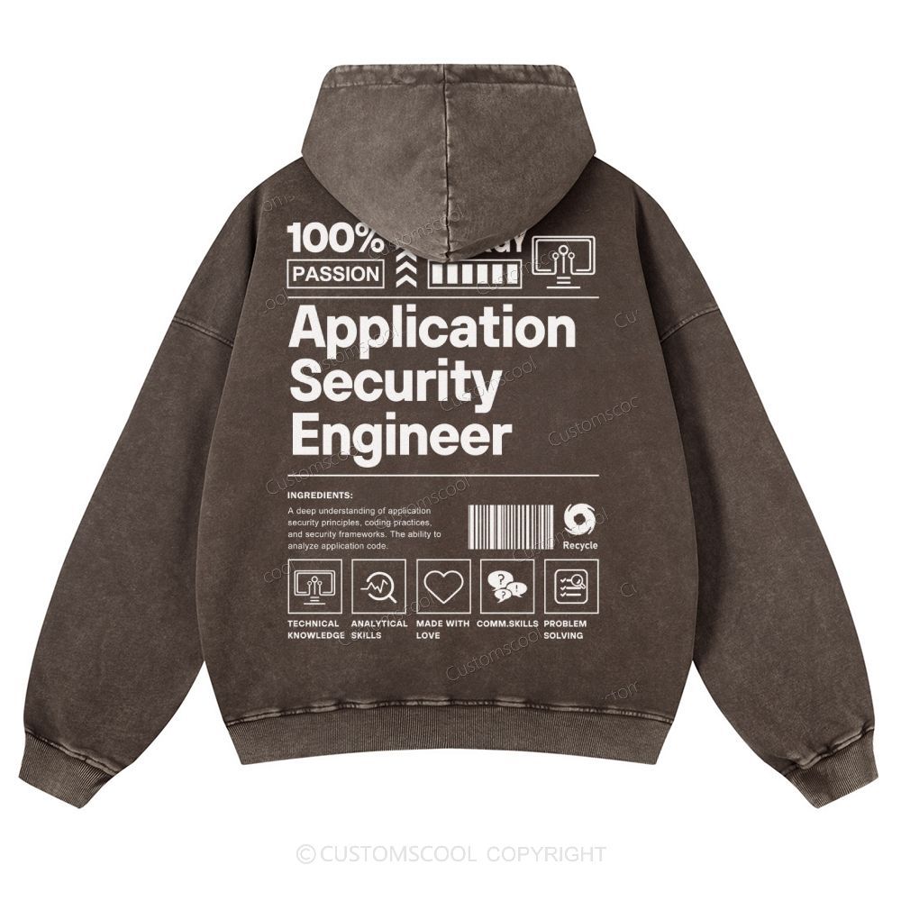 Application Security Engineer Casual Washed Hoodie Customscool