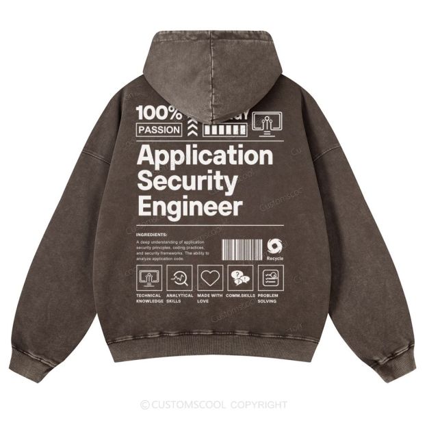 Application Security Engineer Casual Washed Hoodie Customscool