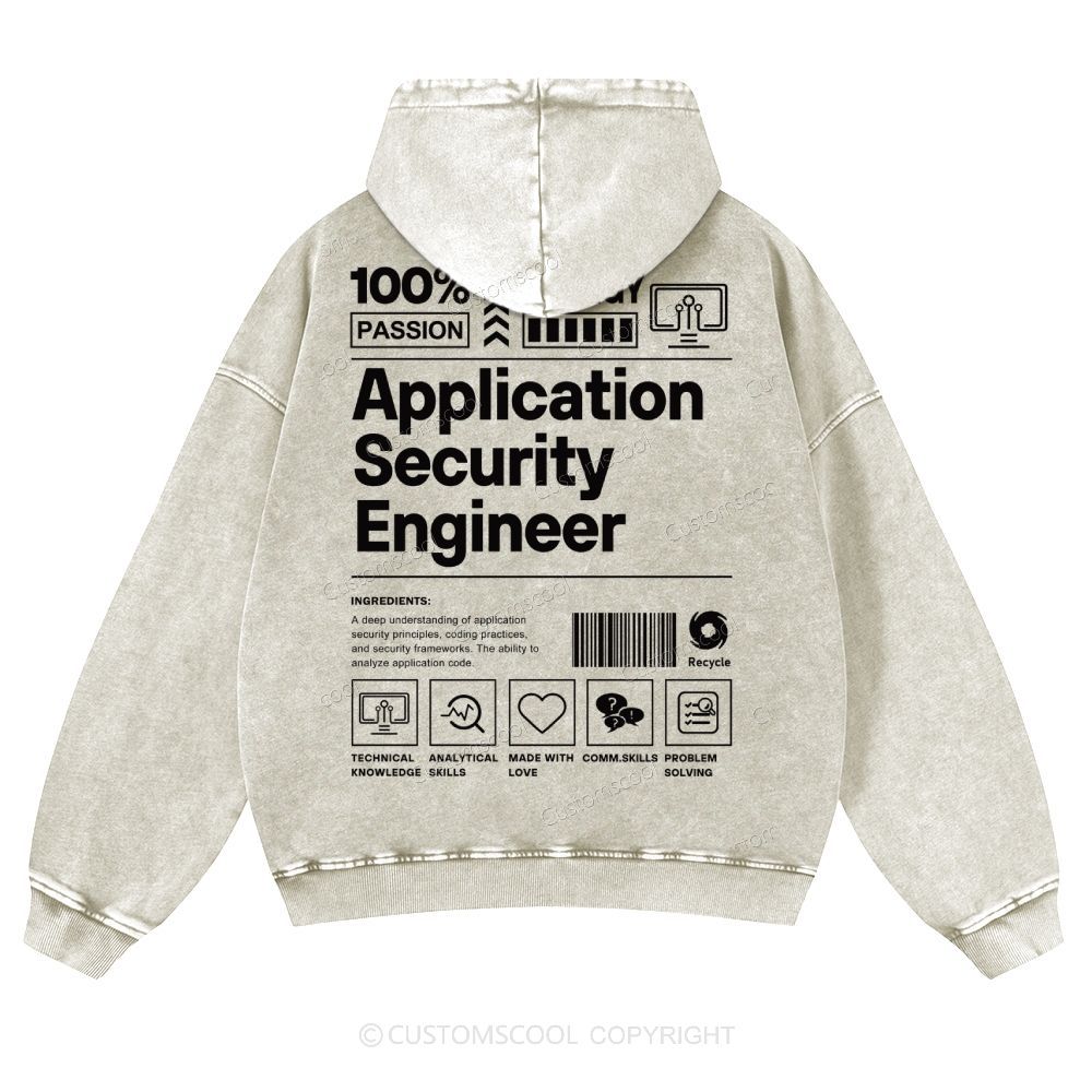 Application Security Engineer Casual Washed Hoodie Customscool