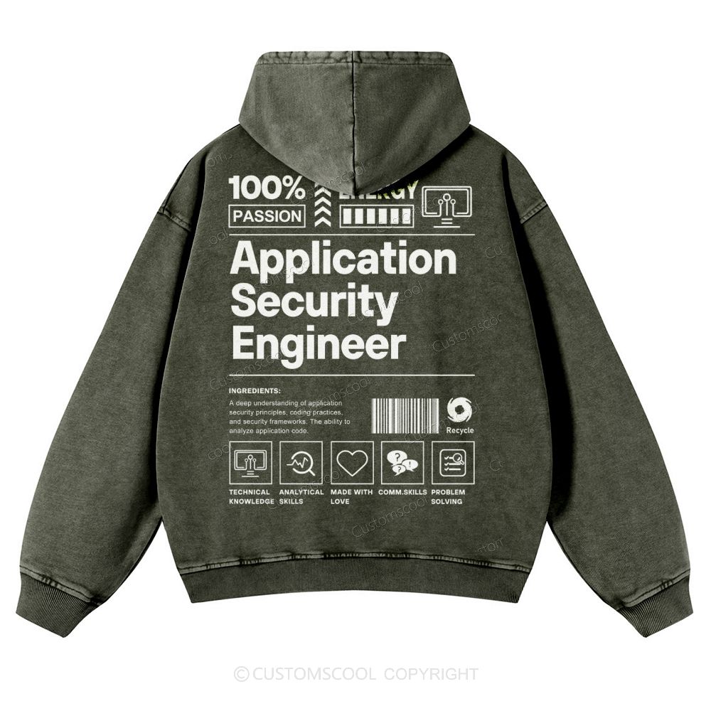 Application Security Engineer Casual Washed Hoodie Customscool