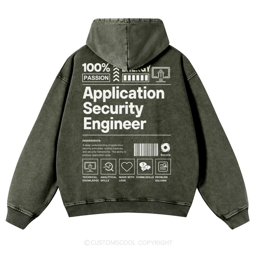 Application Security Engineer Casual Washed Hoodie Customscool