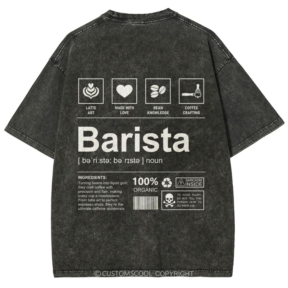 Barista Unisex Fit Washed T-Shirt Customscool