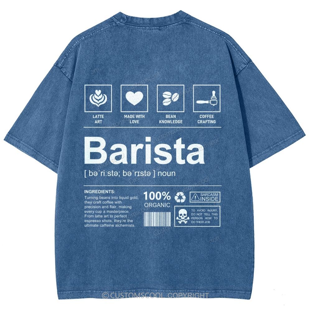 Barista Unisex Fit Washed T-Shirt Customscool