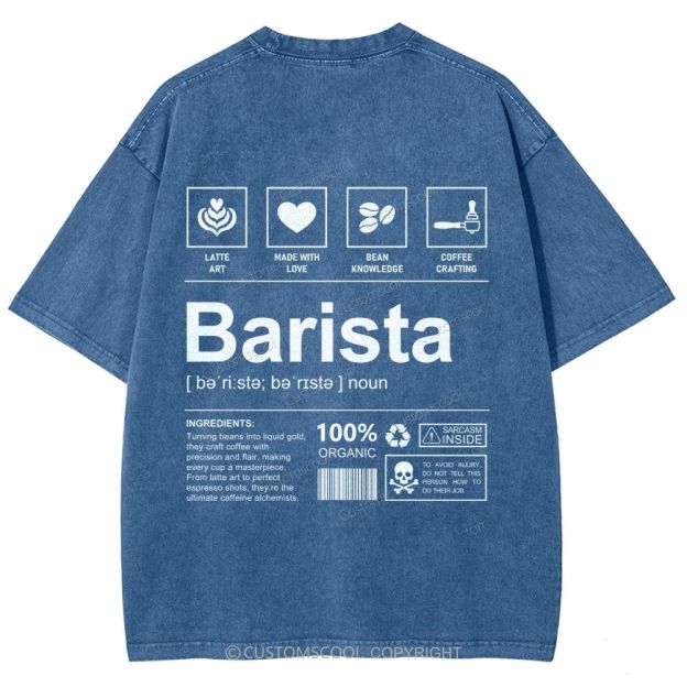 Barista Unisex Fit Washed T-Shirt Customscool