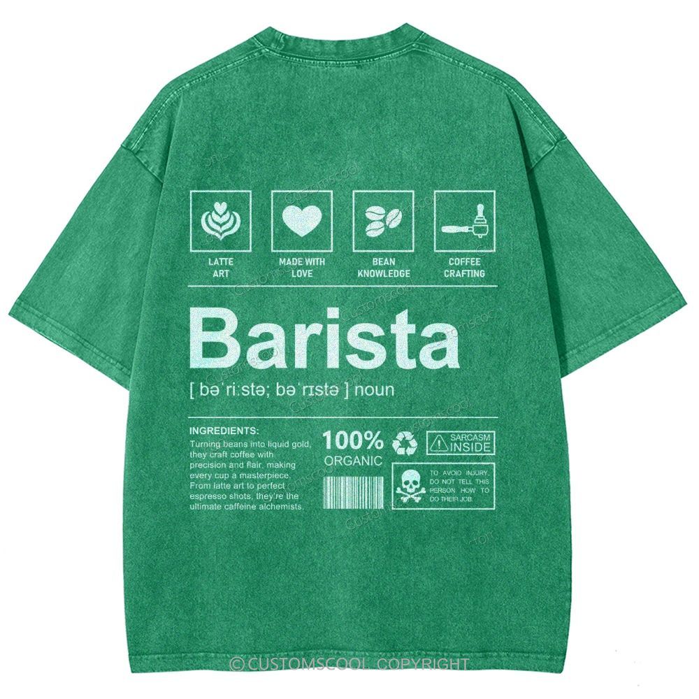 Barista Unisex Fit Washed T-Shirt Customscool