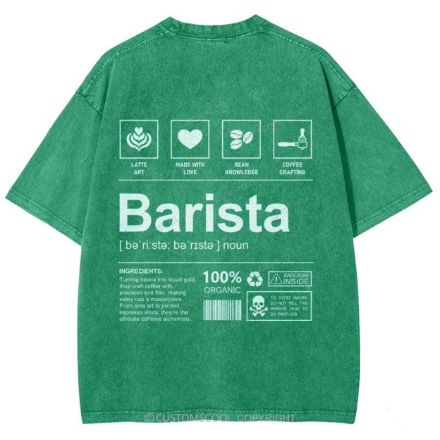 Barista Unisex Fit Washed T-Shirt Customscool