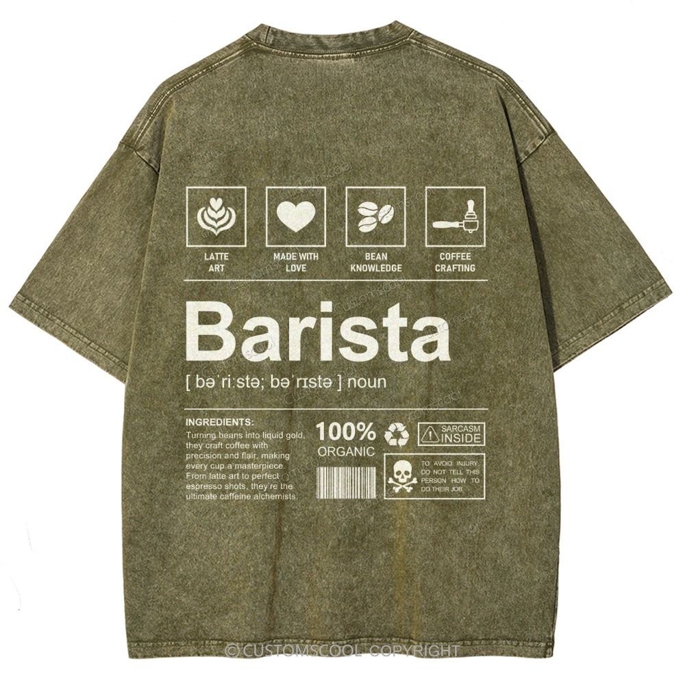 Barista Unisex Fit Washed T-Shirt Customscool
