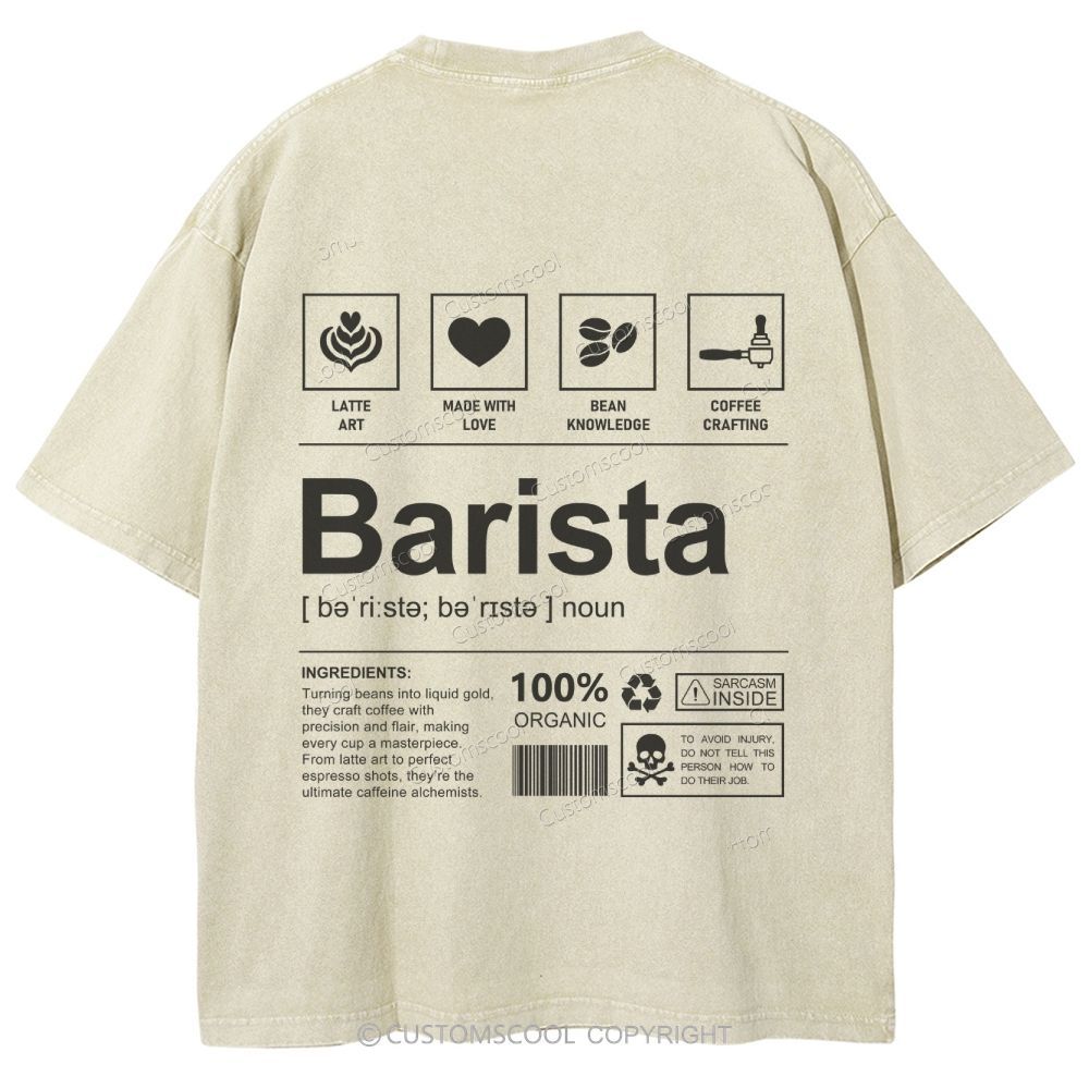 Barista Unisex Fit Washed T-Shirt Customscool