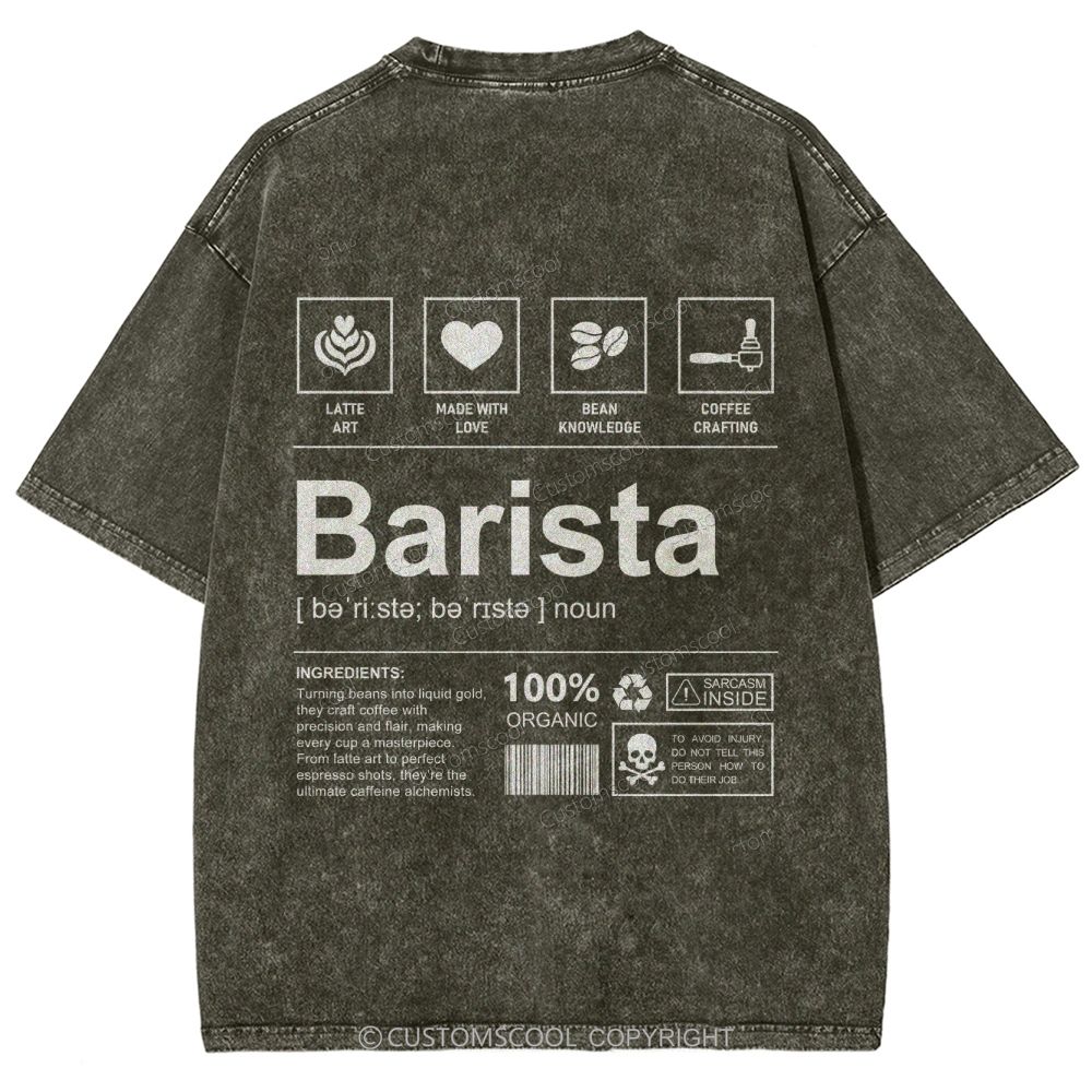 Barista Unisex Fit Washed T-Shirt Customscool