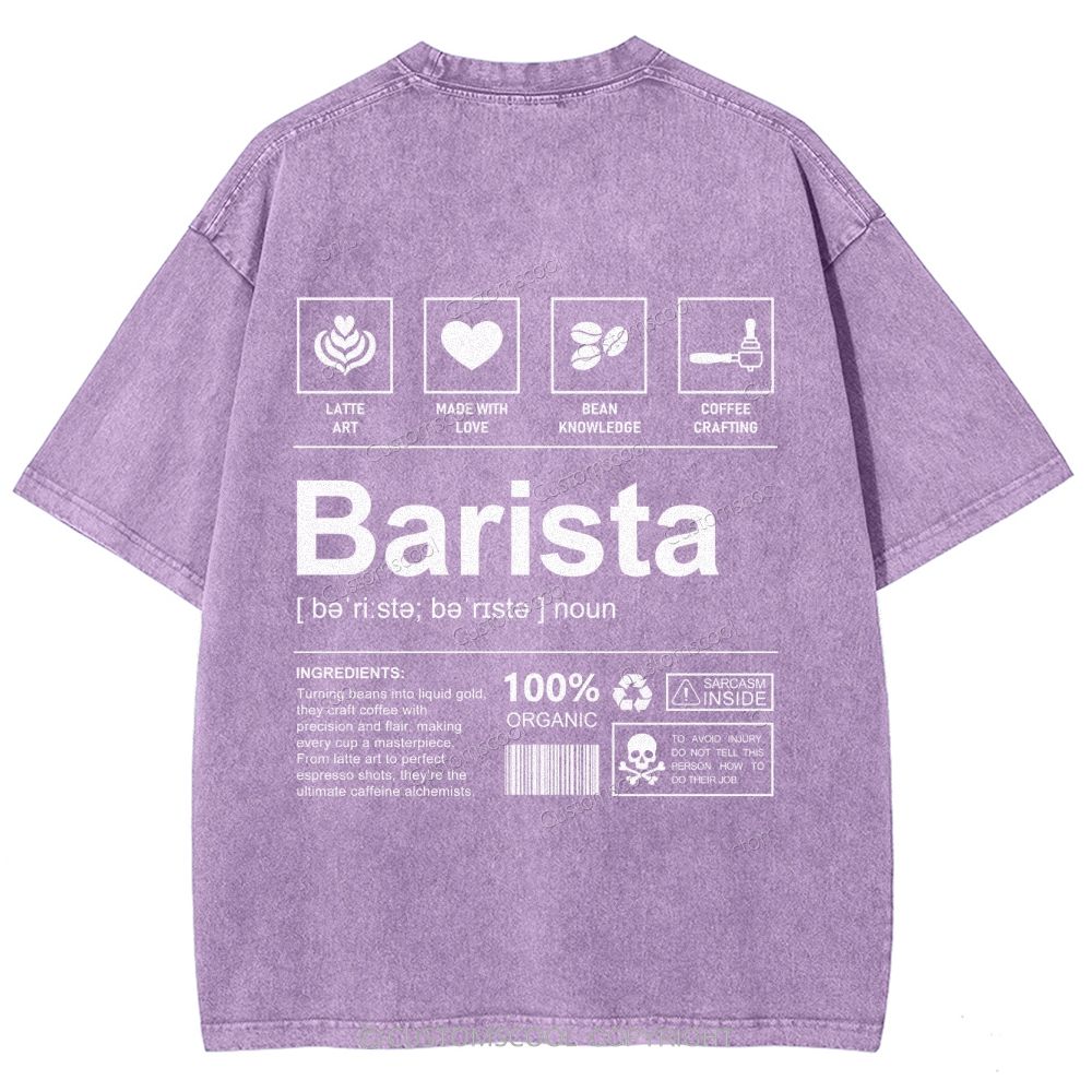 Barista Unisex Fit Washed T-Shirt Customscool