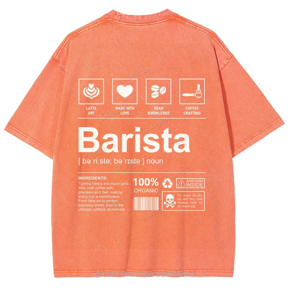 Barista Unisex Fit Washed T-Shirt Customscool