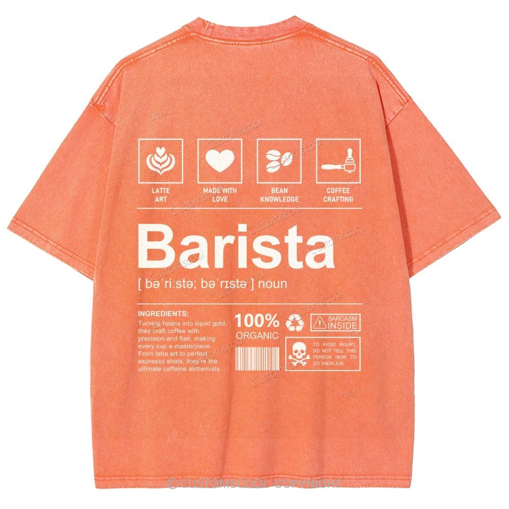 Barista Unisex Fit Washed T-Shirt Customscool