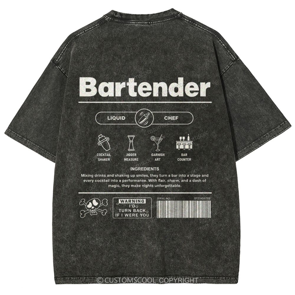 Bartender Unisex Fit Washed T-Shirt Customscool
