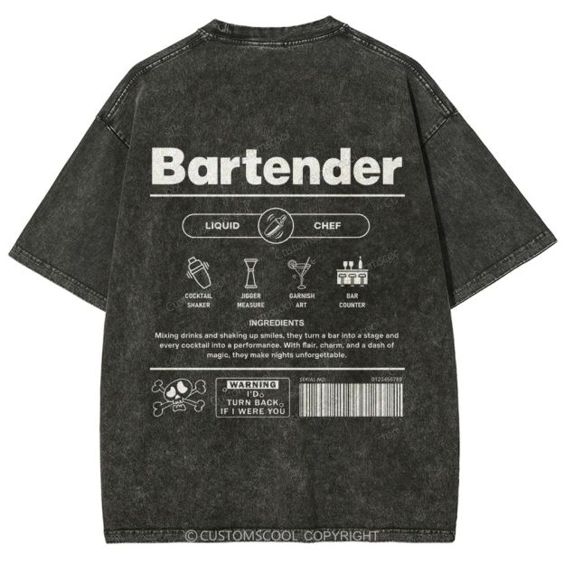 Bartender Unisex Fit Washed T-Shirt Customscool