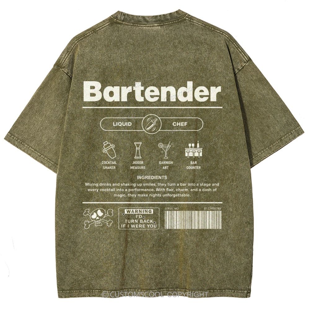 Bartender Unisex Fit Washed T-Shirt Customscool