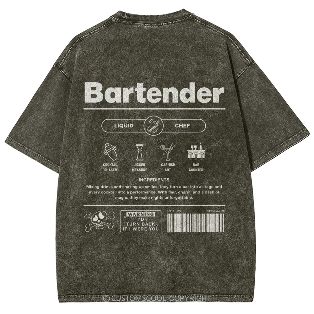 Bartender Unisex Fit Washed T-Shirt Customscool
