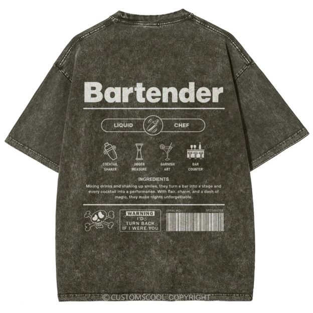 Bartender Unisex Fit Washed T-Shirt Customscool