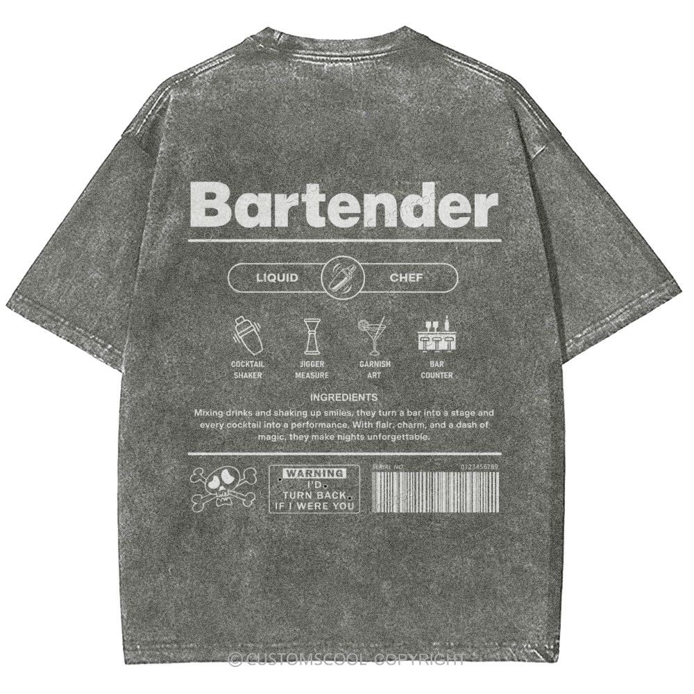 Bartender Unisex Fit Washed T-Shirt Customscool