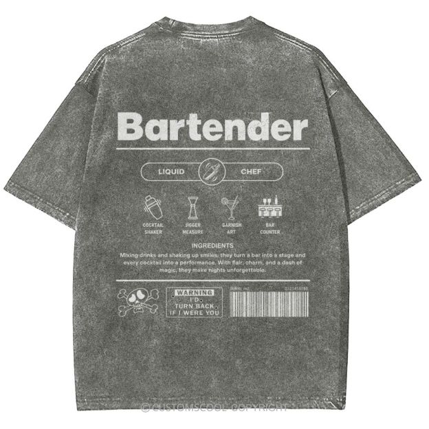 Bartender Unisex Fit Washed T-Shirt Customscool