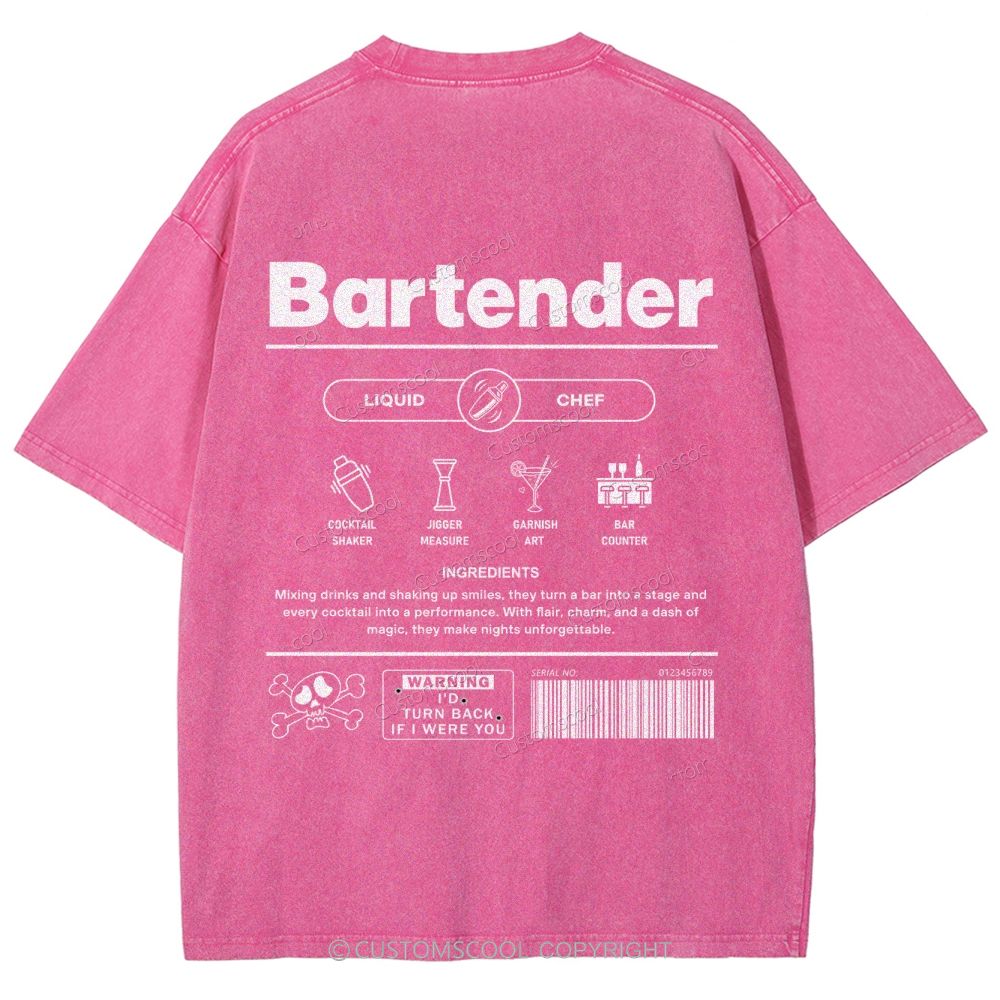 Bartender Unisex Fit Washed T-Shirt Customscool