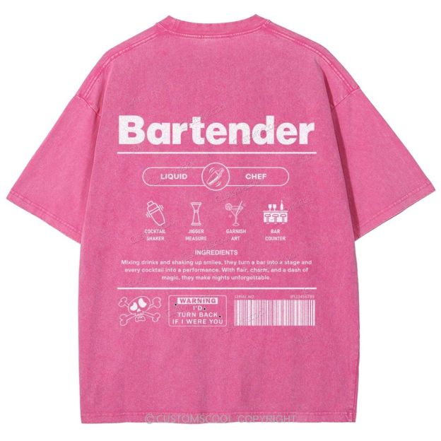 Bartender Unisex Fit Washed T-Shirt Customscool