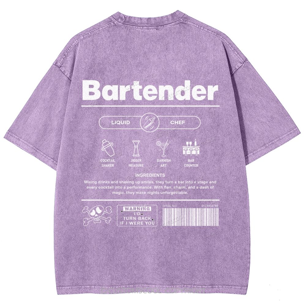 Bartender Unisex Fit Washed T-Shirt Customscool
