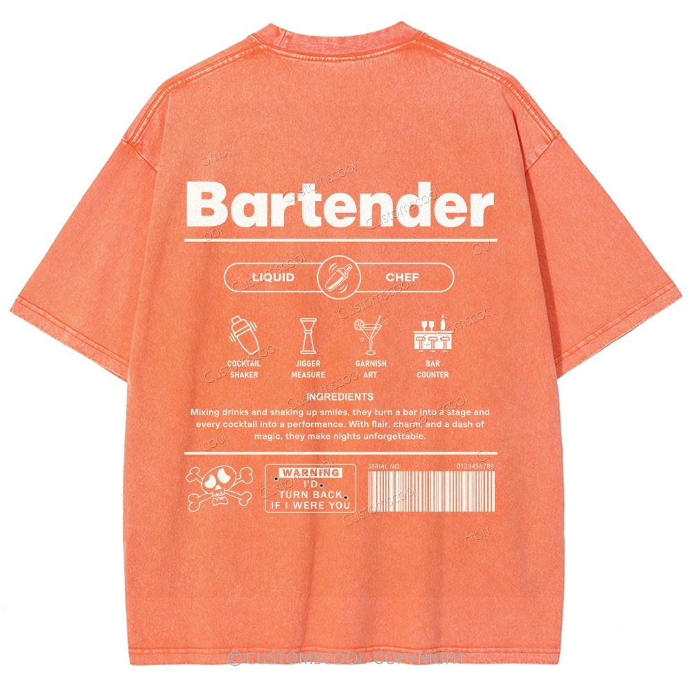 Bartender Unisex Fit Washed T-Shirt Customscool