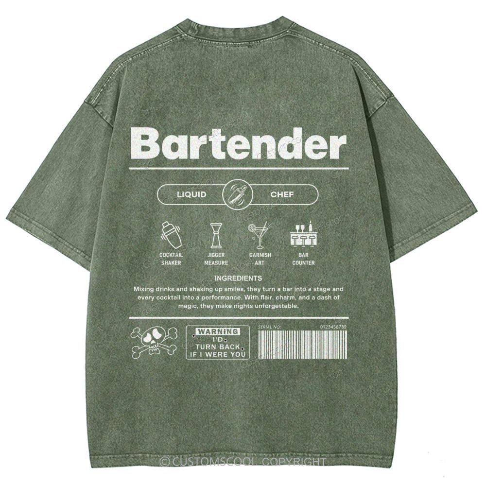 Bartender Unisex Fit Washed T-Shirt Customscool