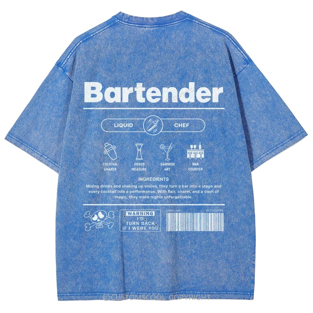 Bartender Unisex Fit Washed T-Shirt Customscool