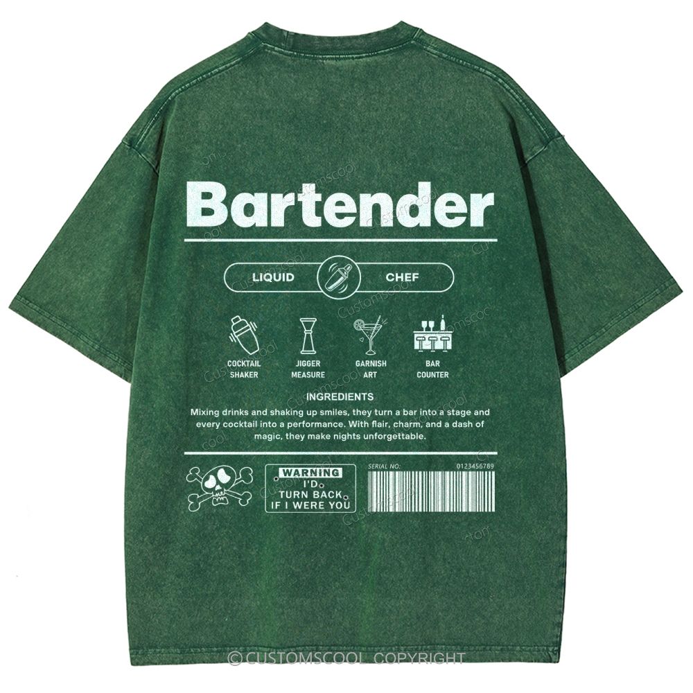 Bartender Unisex Fit Washed T-Shirt Customscool