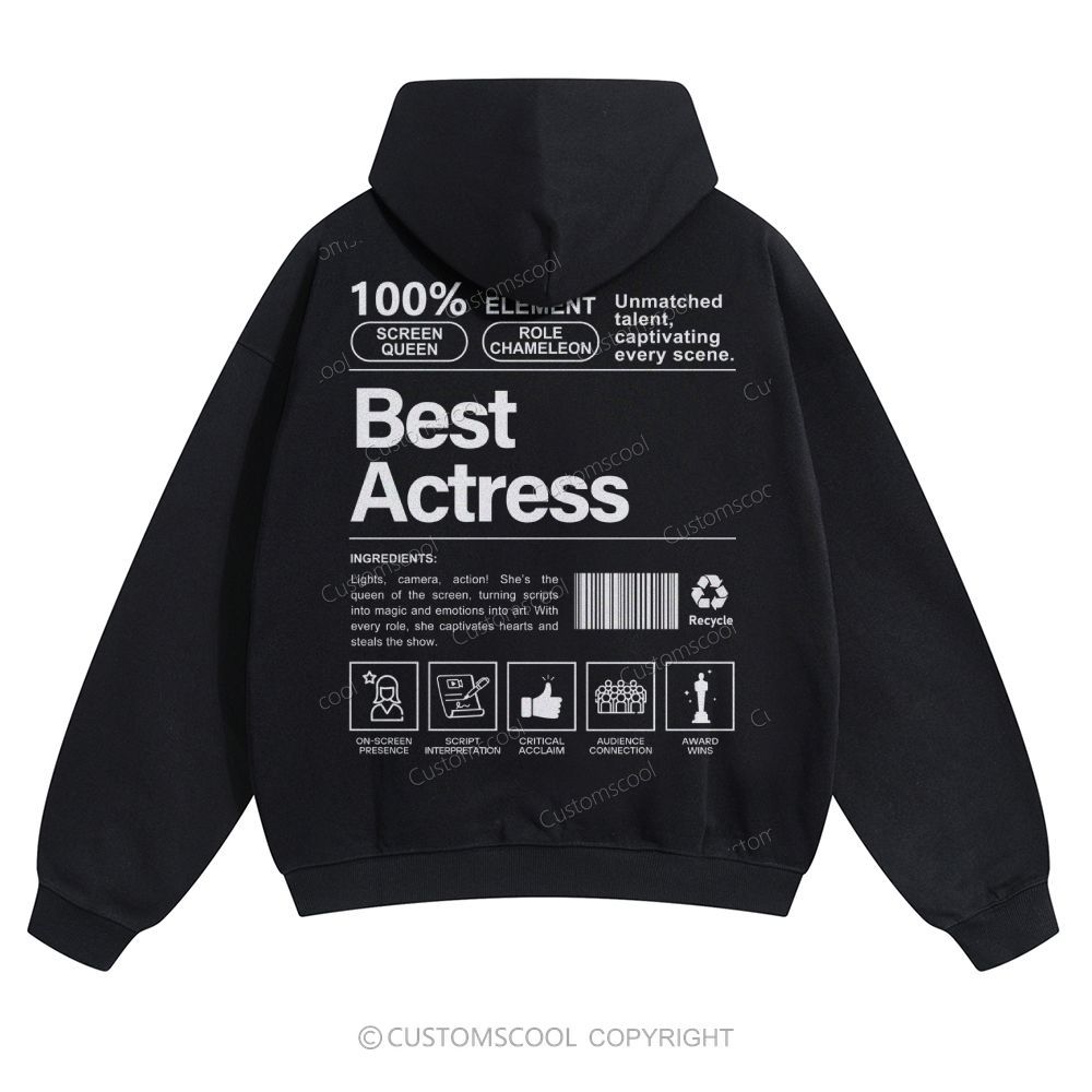 Best Actress Solid Color Hoodie 2503002730