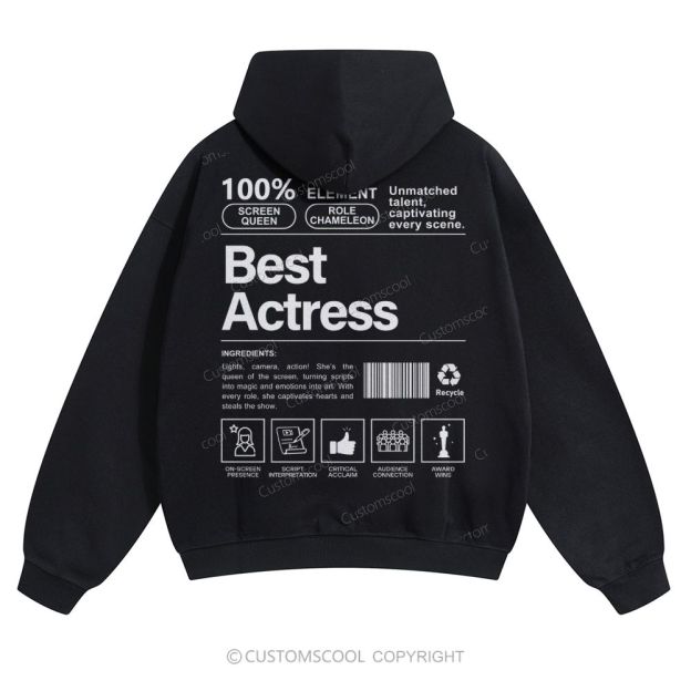 Best Actress Solid Color Hoodie Customscool