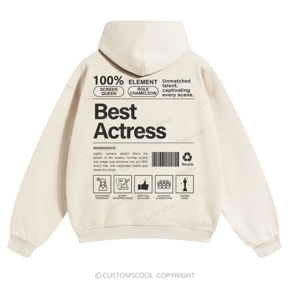 Best Actress Solid Color Hoodie Customscool